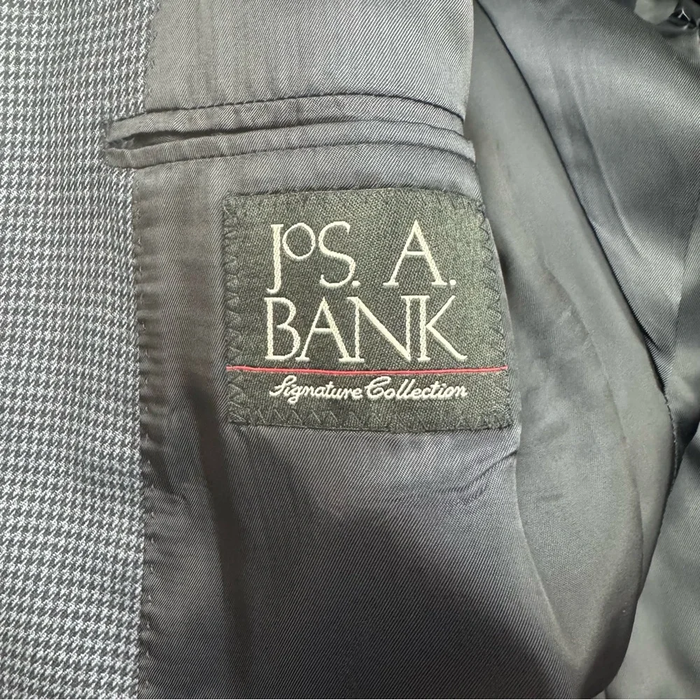Jos. A. Bank Navy Houndstooth Blazer Jacket Sport Coat 10%‎ Wool Mens 44L